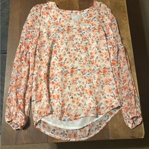 Floral Women's Top - Orange and White
